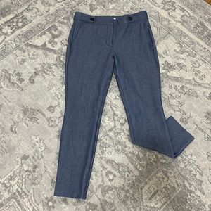 Blue Button tab ankle length skinny pants